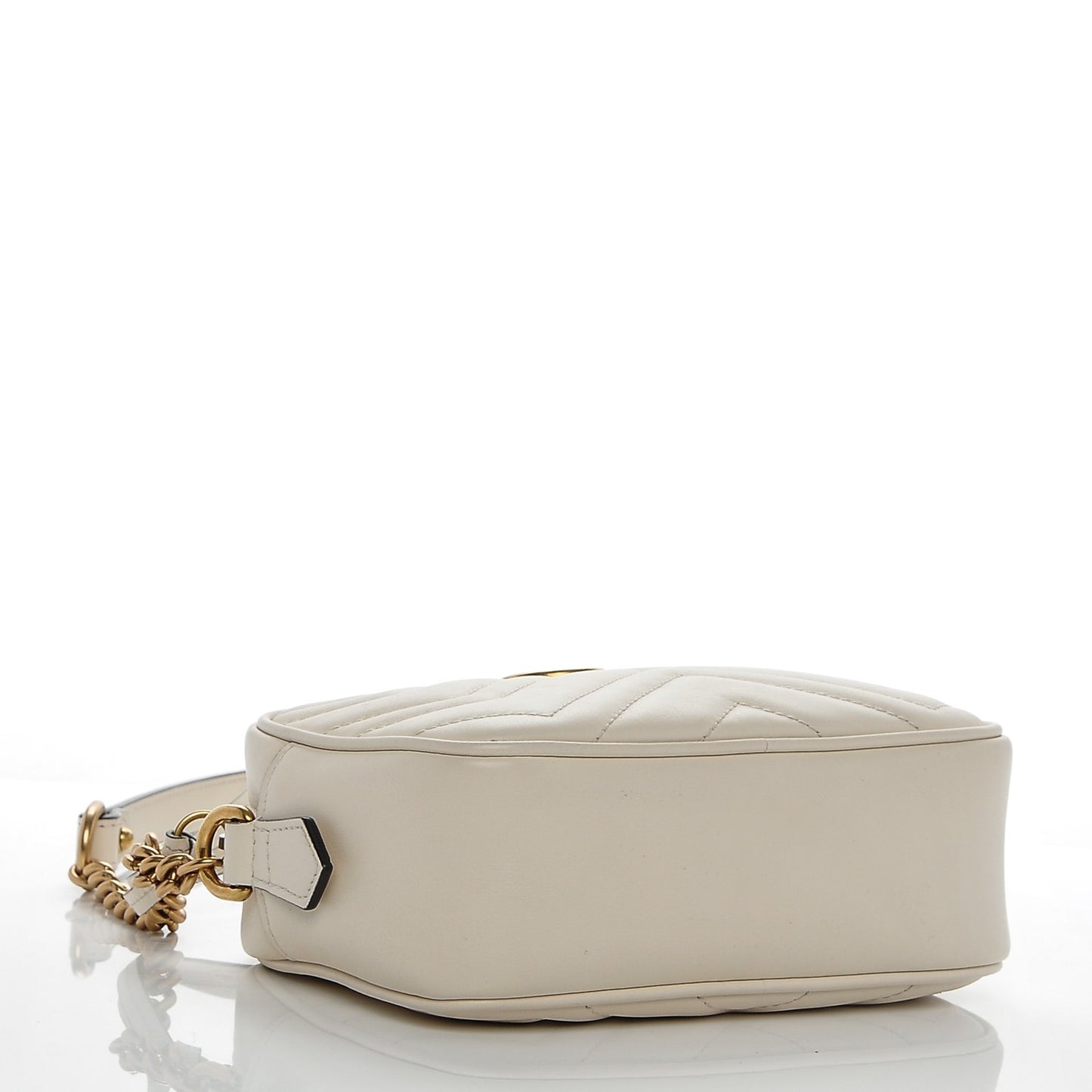 Calfskin Matelasse Mini GG Marmont Chain Shoulder Bag White