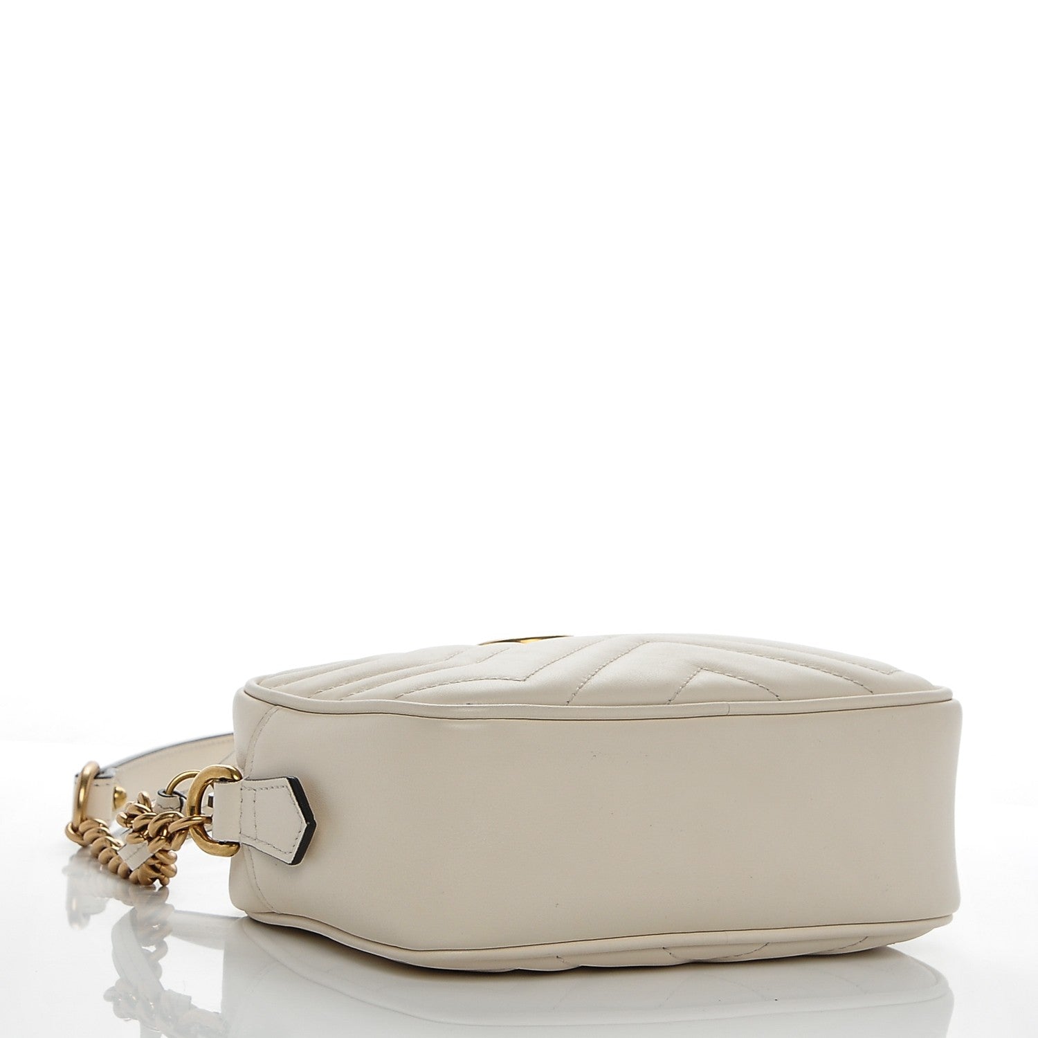 Gucci Calfskin Matelasse Mini GG Marmont Chain Shoulder Bag White 4 of 7