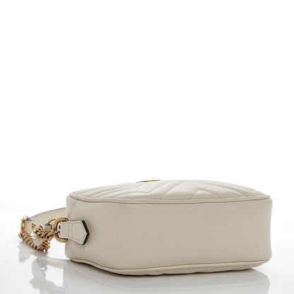 Gucci Calfskin Matelasse Mini GG Marmont Chain Shoulder Bag White 4 of 7