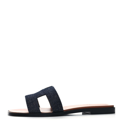 Hermes Denim Canvas Oran Sandals 35.5 Bleu Brut 1 of 8