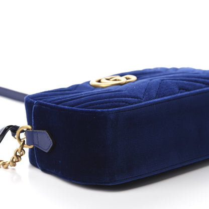 Gucci Velvet Matelasse Small GG Marmont Chain Shoulder Bag Cobalt 6 of 10