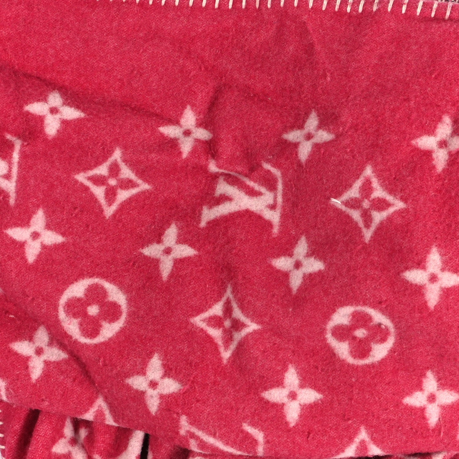 Louis Vuitton Wool Cashmere Neo Monogram Blanket Pink 4 of 4