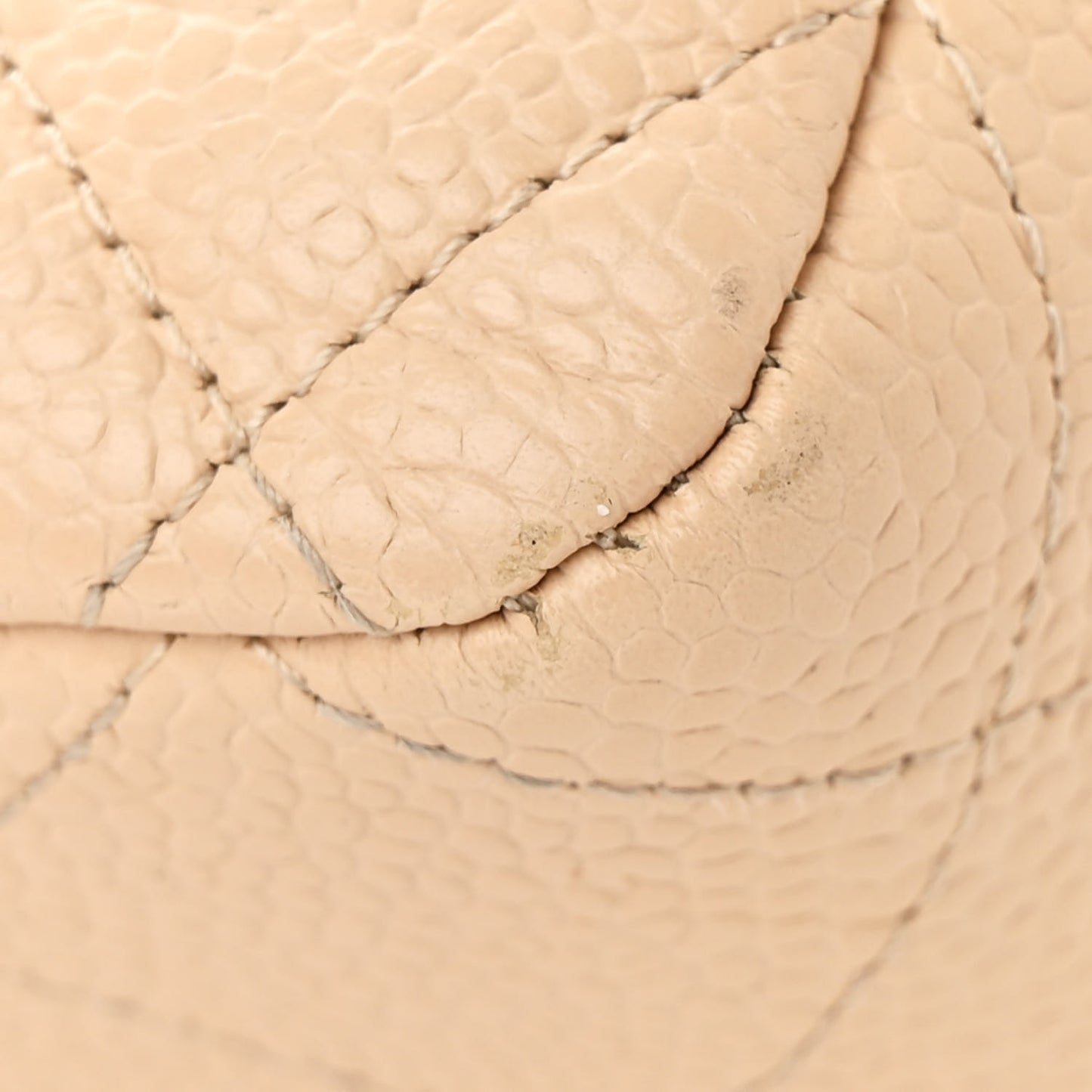 Caviar Quilted Medium Double Flap Beige