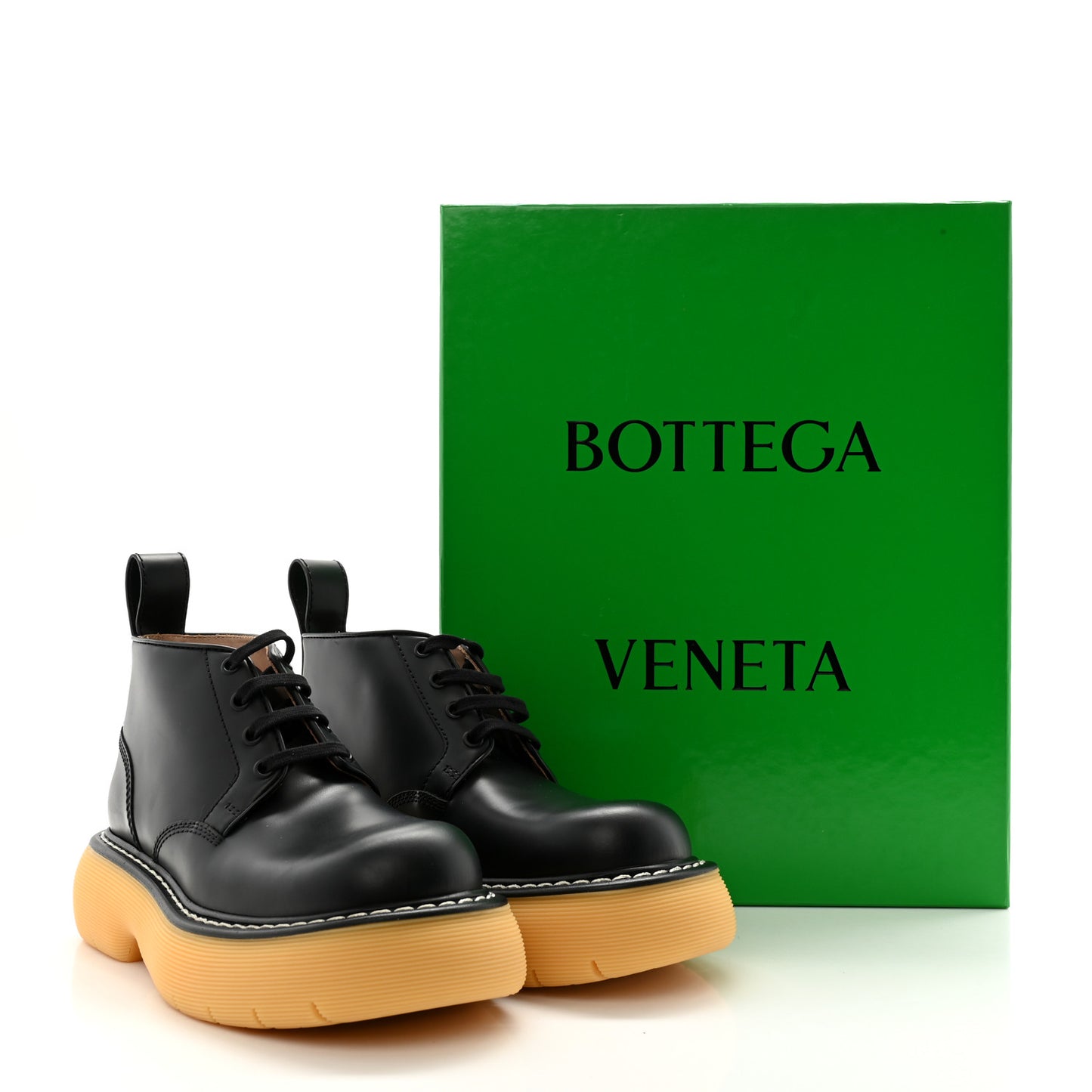 Calfskin The Swell Lace Up Ankle Boots 37 Black Natural Rubber