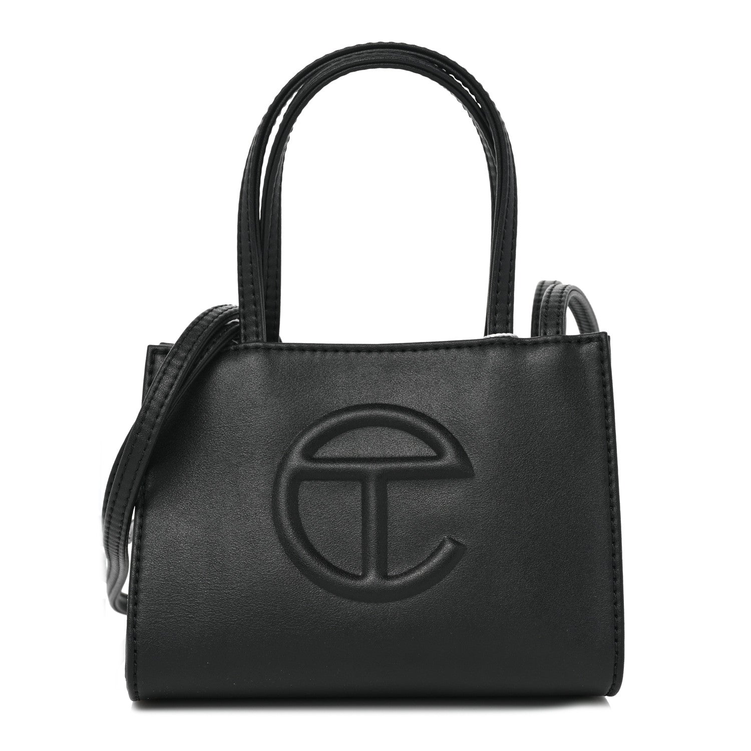 TELFAR Vegan Leather Small Shopping Bag Black FASHIONPHILE