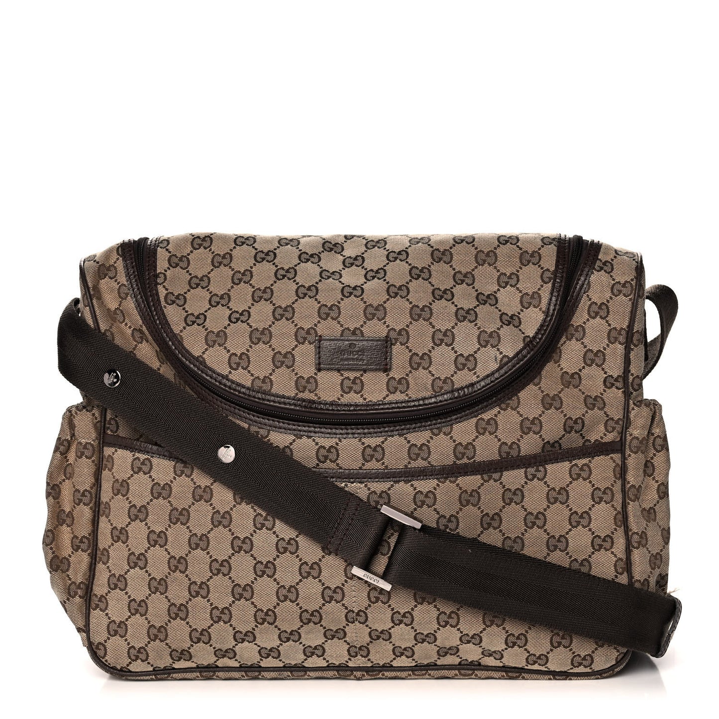 Monogram Natural Pigskin Large Diaper Bag Beige Ebony Cocoa Dark Chocolate