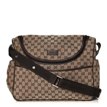 Gucci Monogram Natural Pigskin Large Diaper Bag Beige Ebony Cocoa Dark Chocolate 1 of 17