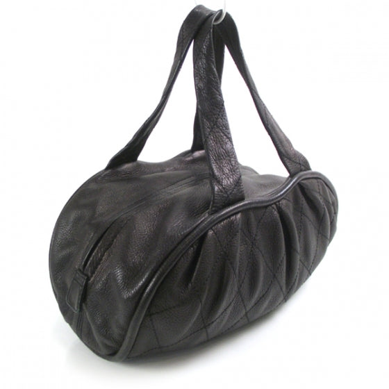 Leather Quilted Bowler Black