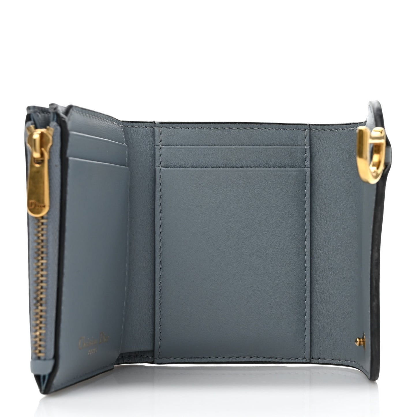 Grained Calfskin Saddle Card Holder Sky Blue