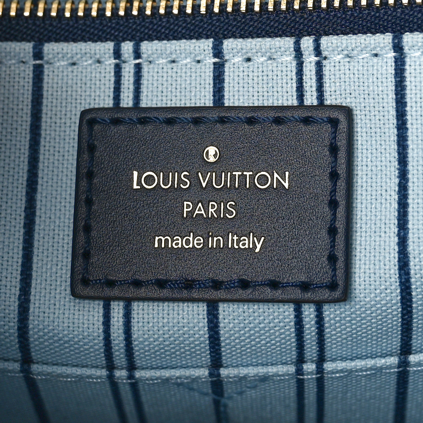 Raffia Calfskin Monogram Giant Onthego MM Blue