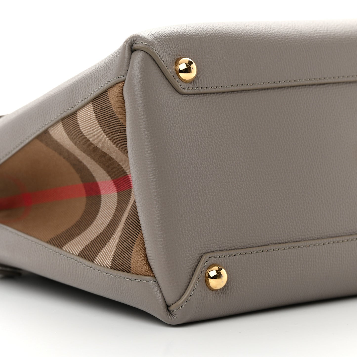 Derby Calfskin House Check Medium Banner Tote Taupe Brown