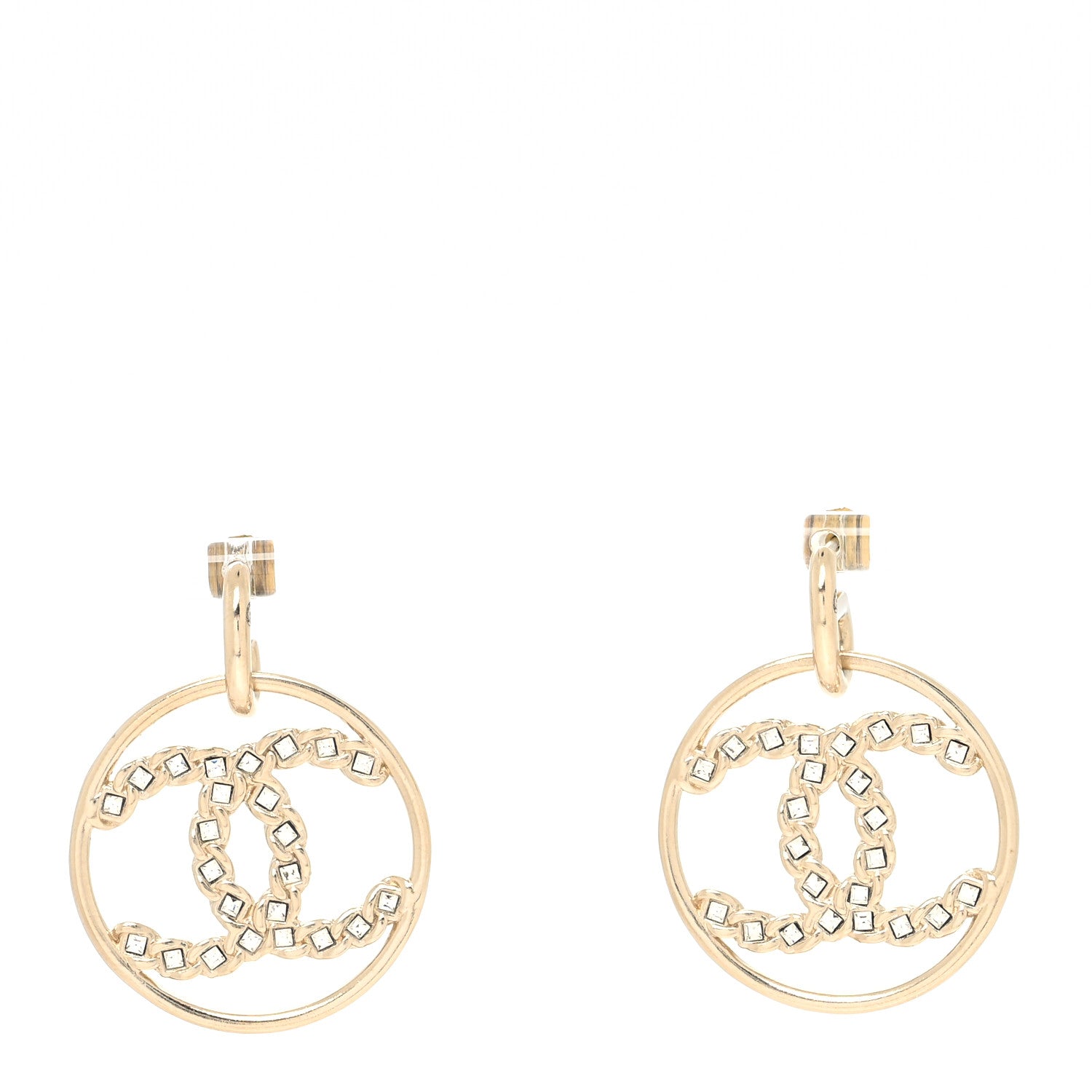 Chanel Baguette Crystal High Society CC Drop Earrings Gold 1 of 4