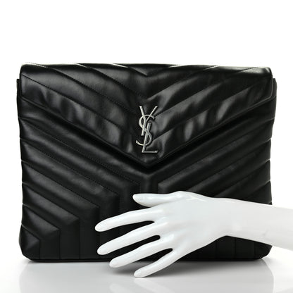 Saint Laurent Calfskin Y Quilted Monogram Loulou Document Holder Black 2 of 7