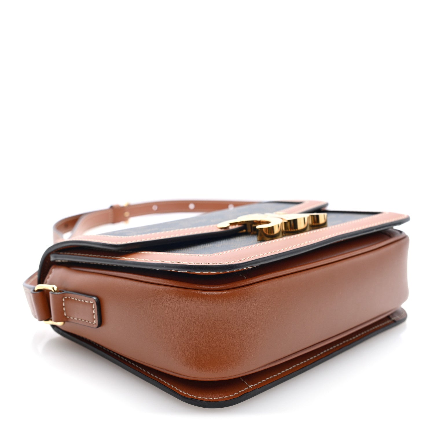 Celine Calfskin Triomphe Canvas Teen Triomphe Bag Tan 3 of 8