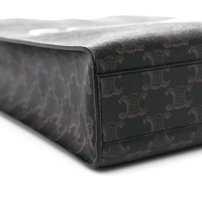 Celine Triomphe Canvas Calfskin Small Vertical Cabas Tan 6 of 9