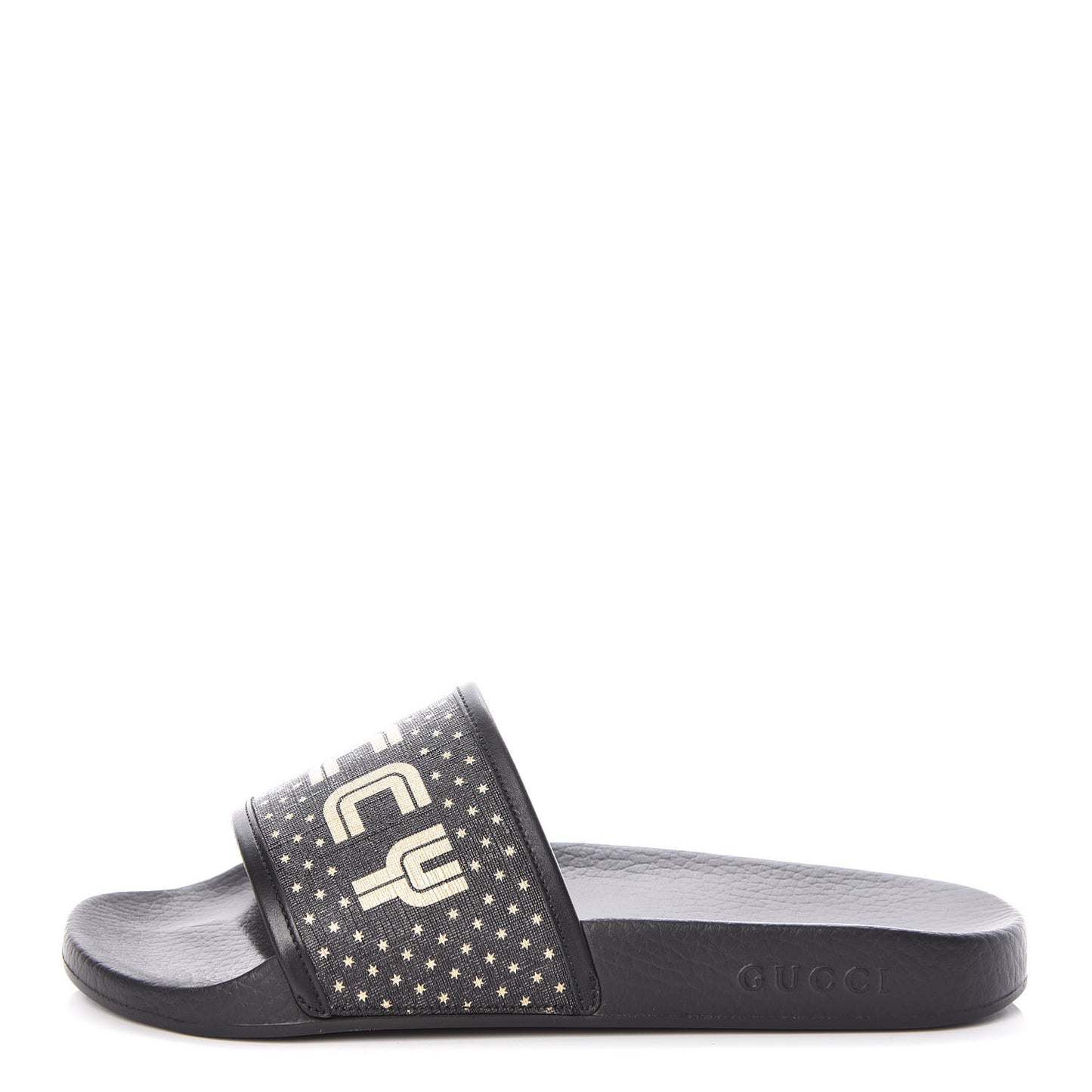 X SEGA Supreme Canvas GUCCY Stars Mens Slide Sandals 8 Black Gold