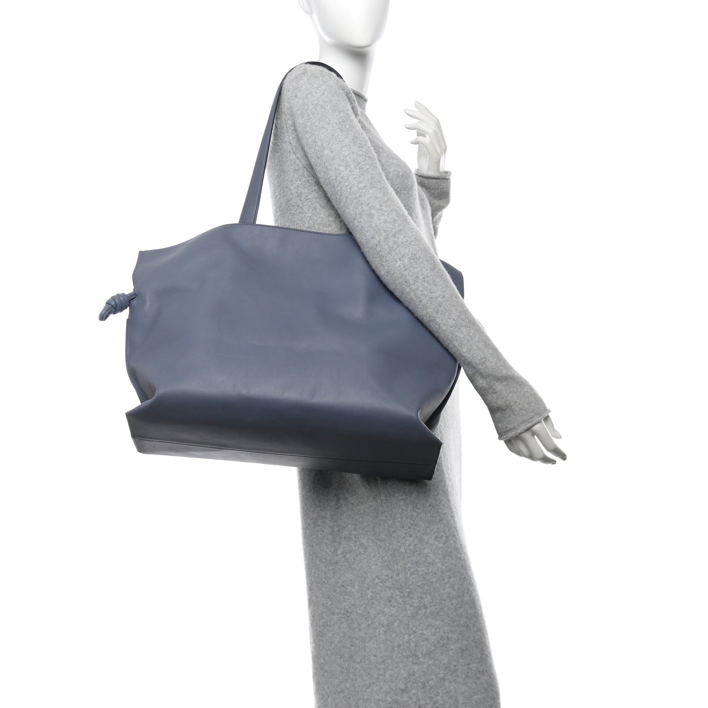 Calfskin Flamenco Knot XL Tote Bag Atlantic Blue