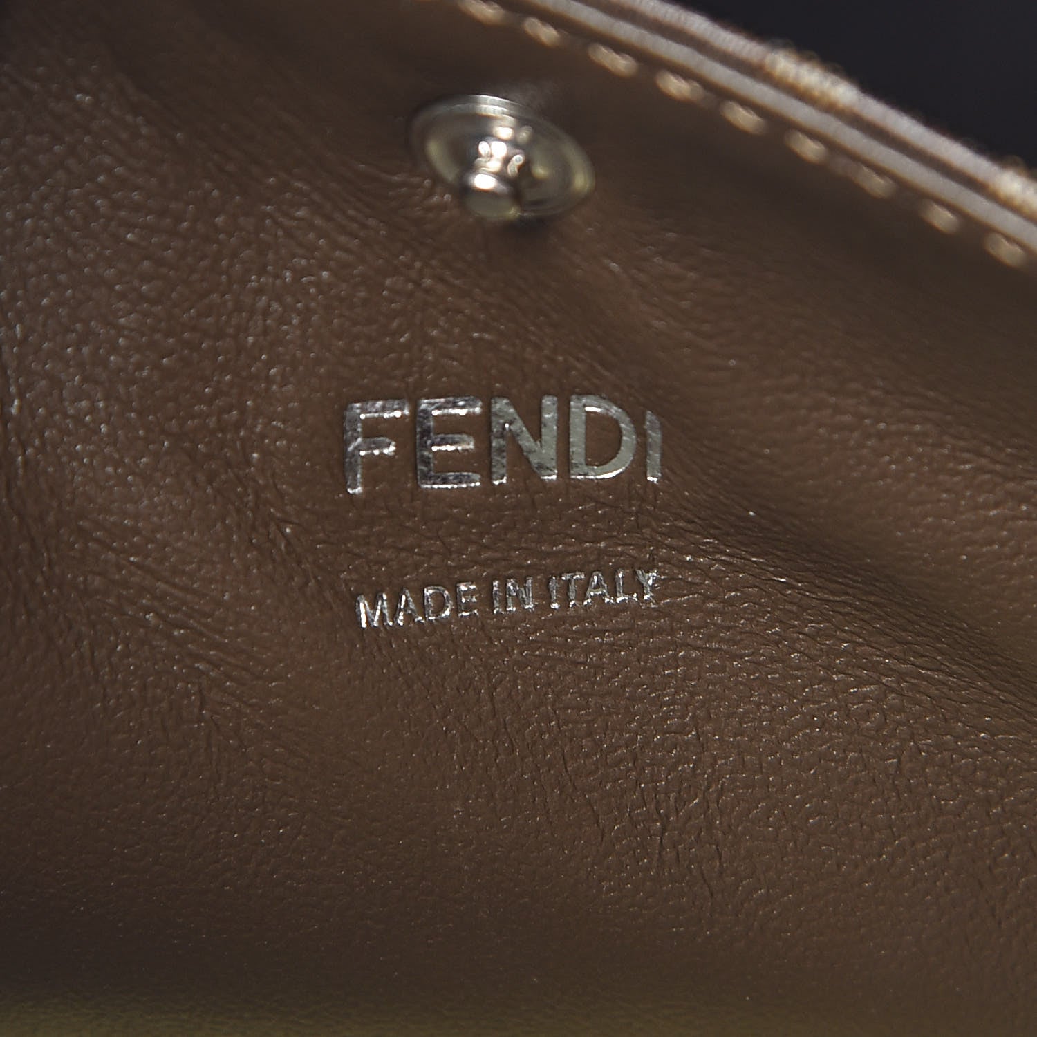 Fendi Vitello Seta Glazed Fabric FF 1974 Medium Peekaboo X-Lite White Ice Mogano Panna 7 of 9