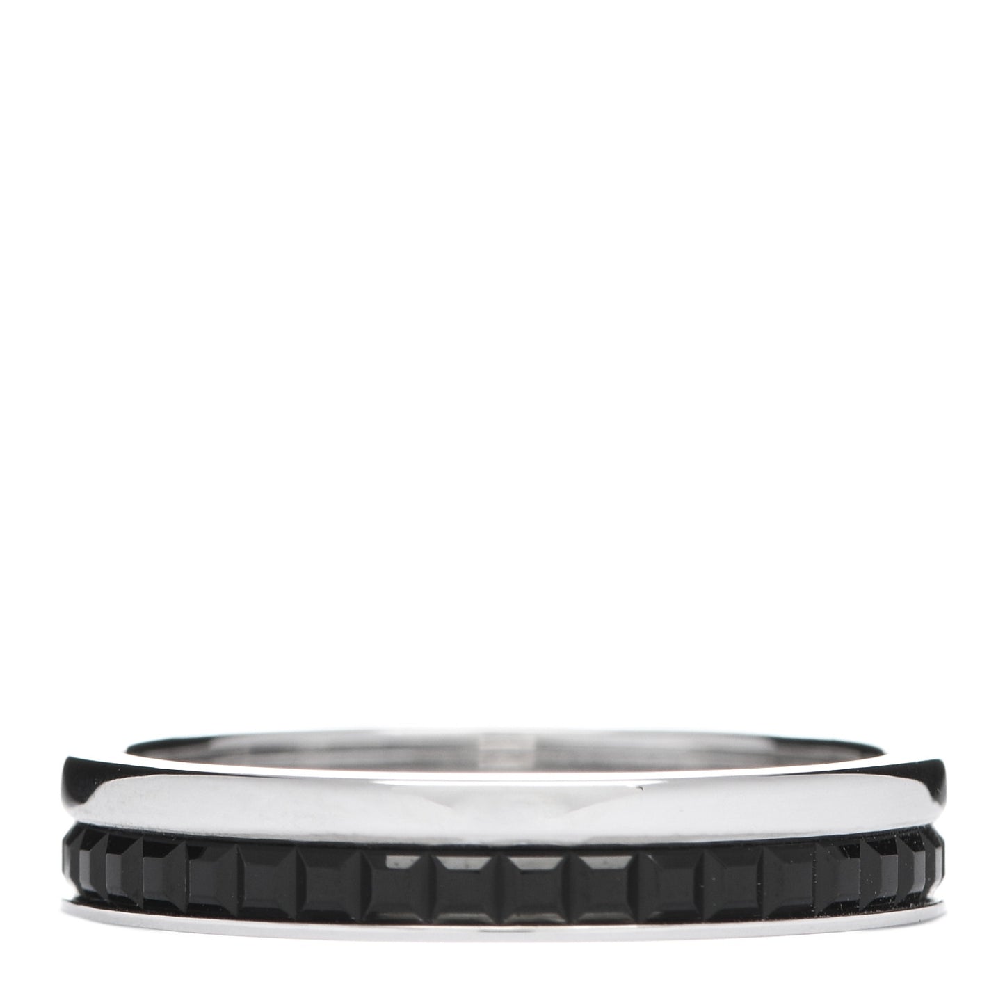 18K White Gold PVD Quatre Black Edition Wedding Band Ring 56 7.5