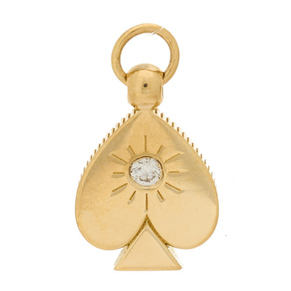 Foundrae 18K Yellow Gold Diamond Spade Mini Crest Pendant 1 of 4