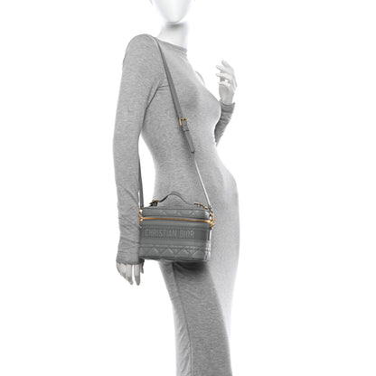 Christian Dior Lambskin Cannage Small Diortravel Vanity Case Grey 2 of 11