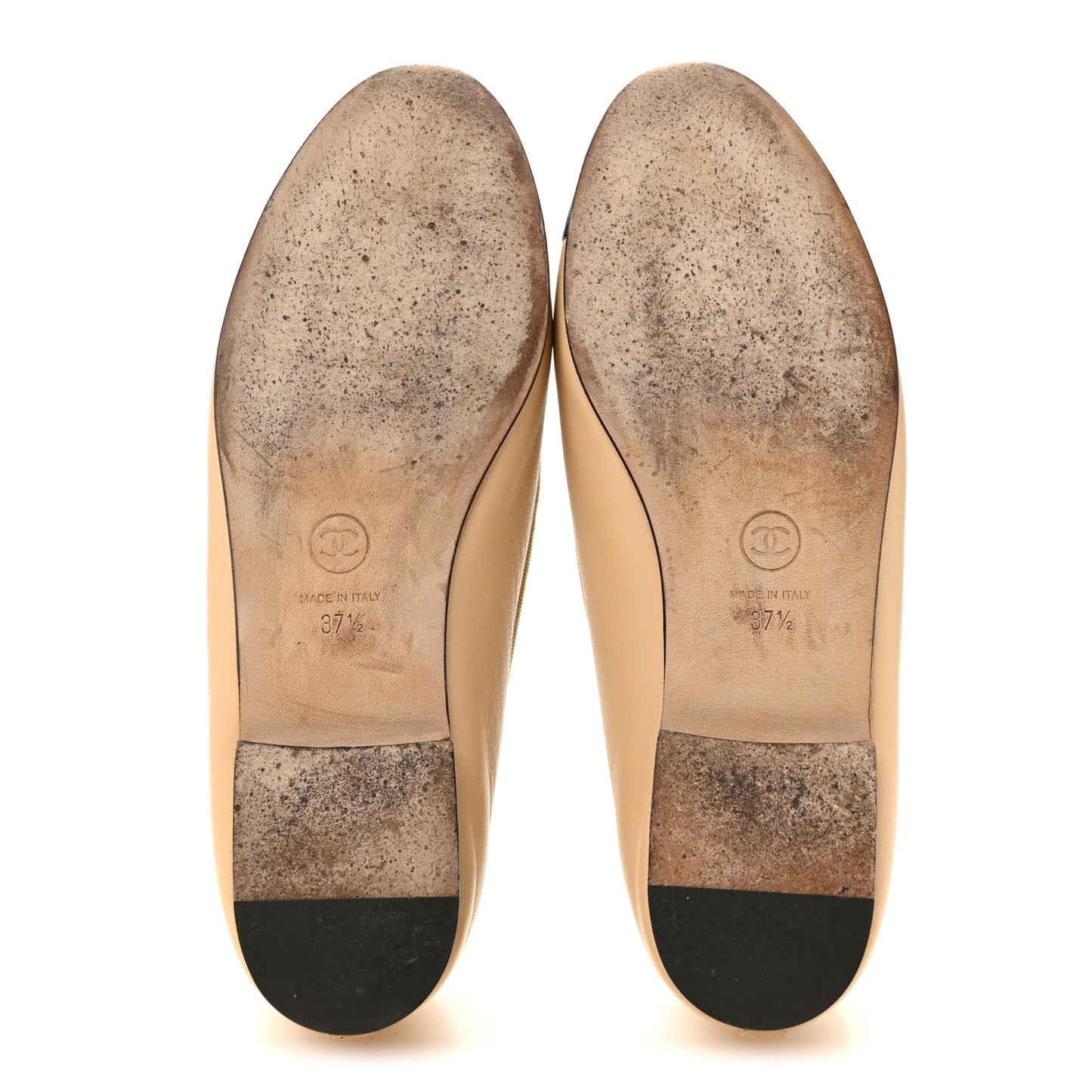 Lambskin Cap Toe CC Ballerina Flats 37.5 Beige Black