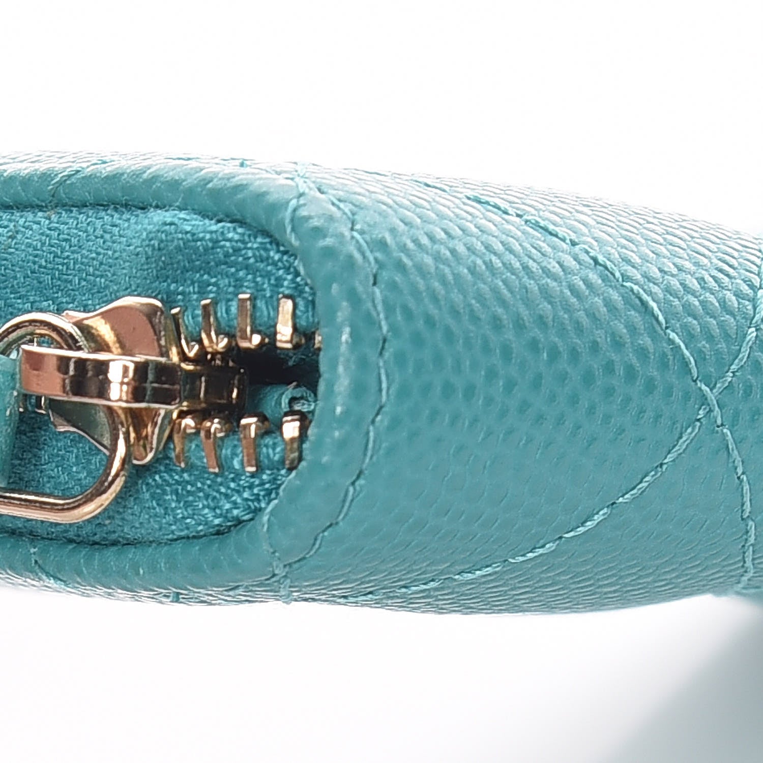 Chanel Caviar Quilted Zip Coin Purse Turquoise 8 of 10
