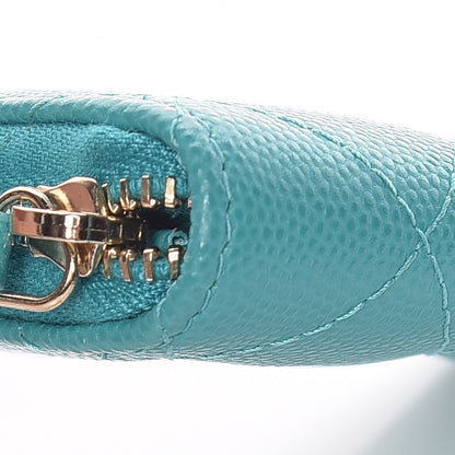 Chanel Caviar Quilted Zip Coin Purse Turquoise 8 of 10