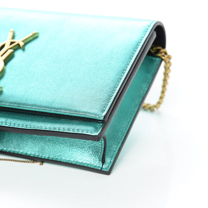 Saint Laurent Laminated Calfskin Classic Monogram Kate Tassel Chain Wallet Green 9 of 11