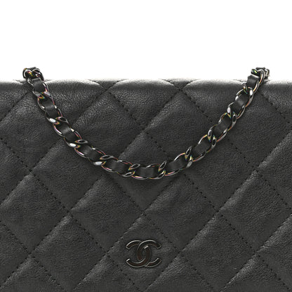Chanel Crumpled Calfskin Quilted Wallet On Chain WOC So Black 8 of 11