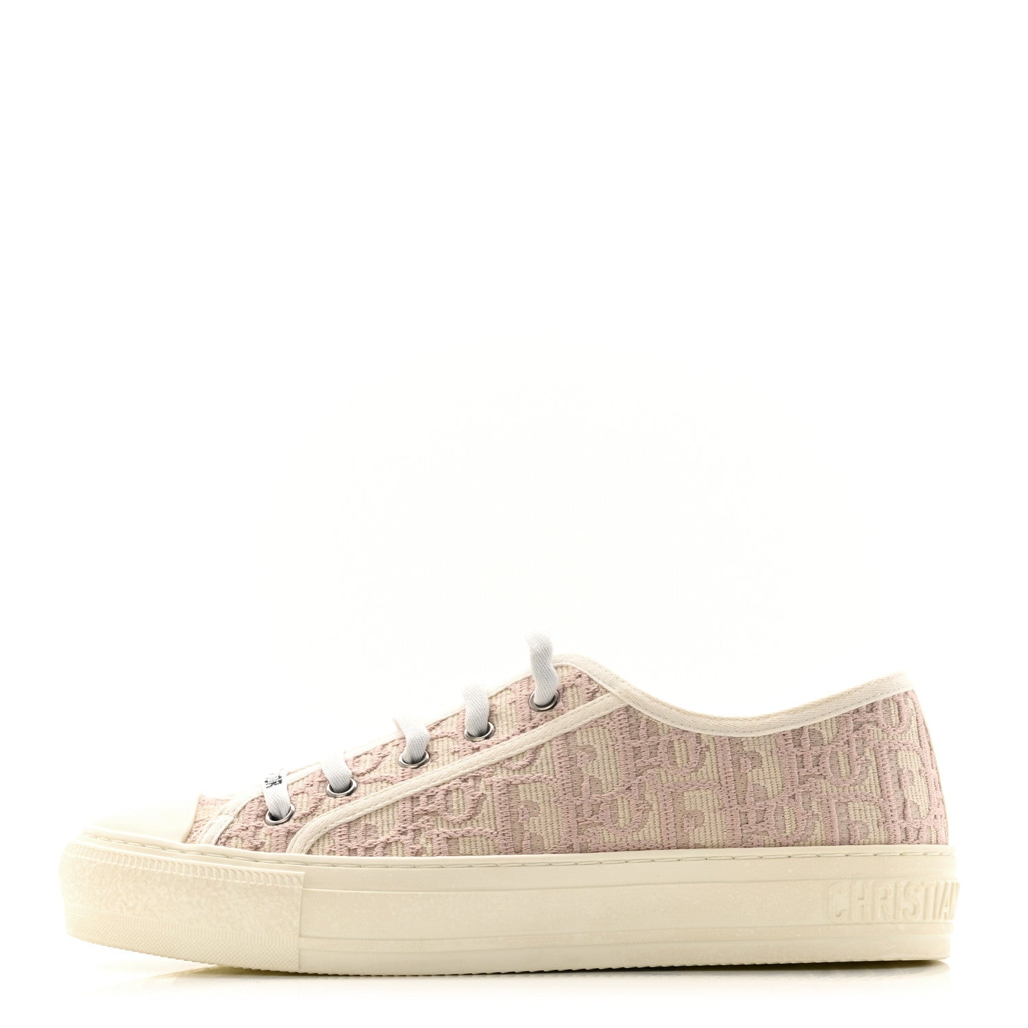 Christian Dior Canvas Oblique Walk'N'Dior Low Top Sneakers 38 Powder Nude 1 of 11