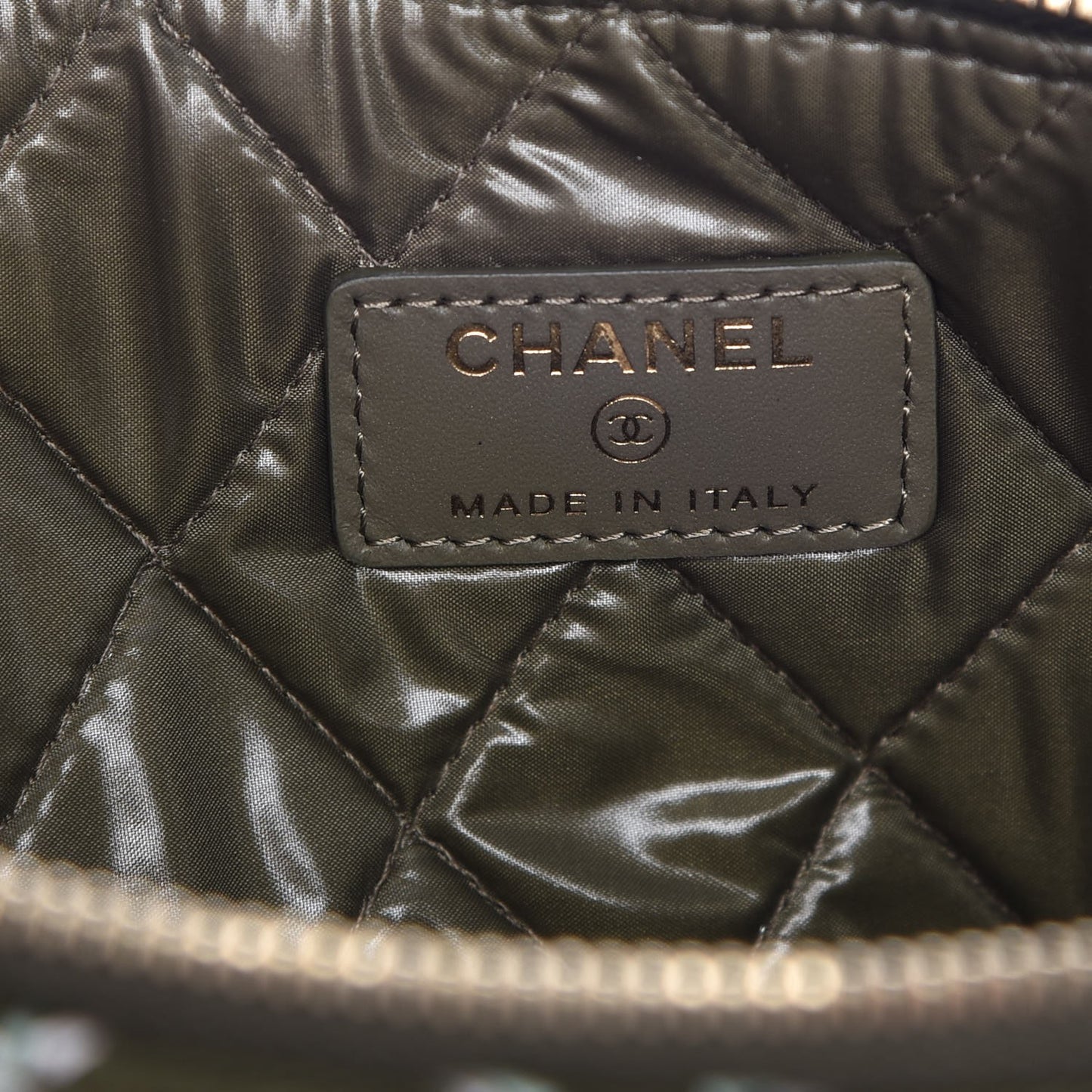 Canvas Double Stitch CC Medium Cosmetic Case Khaki