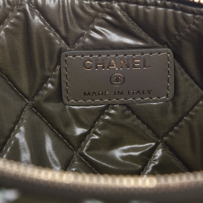 Chanel Canvas Double Stitch CC Medium Cosmetic Case Khaki 6 of 8
