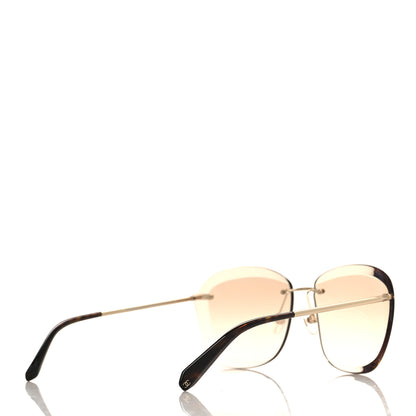 Chanel Titanium Polarized Rimless Square Sunglasses 4221 Gold Beige 4 of 7