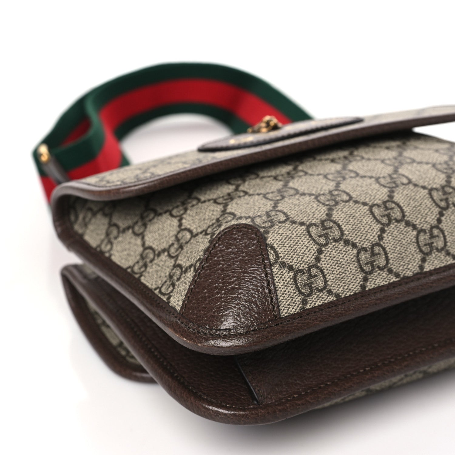 Gucci GG Supreme Monogram Web Small Neo Vintage Double Flap Messenger Bag Beige New Acero 9 of 11