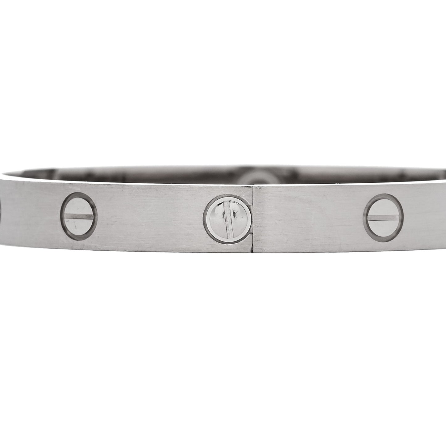 18K White Gold Brushed Finish LOVE Bracelet 17