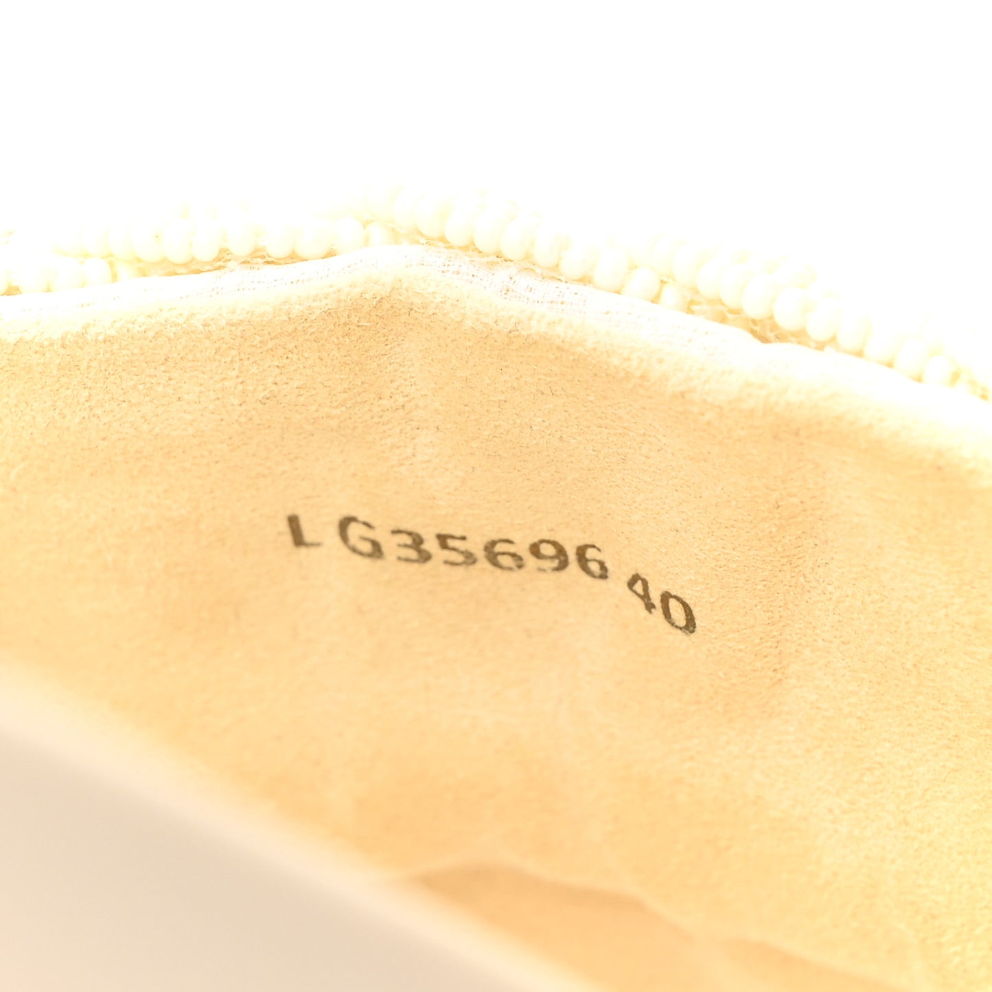 Lambskin Pearl Beaded Woven Slides 40 Beige