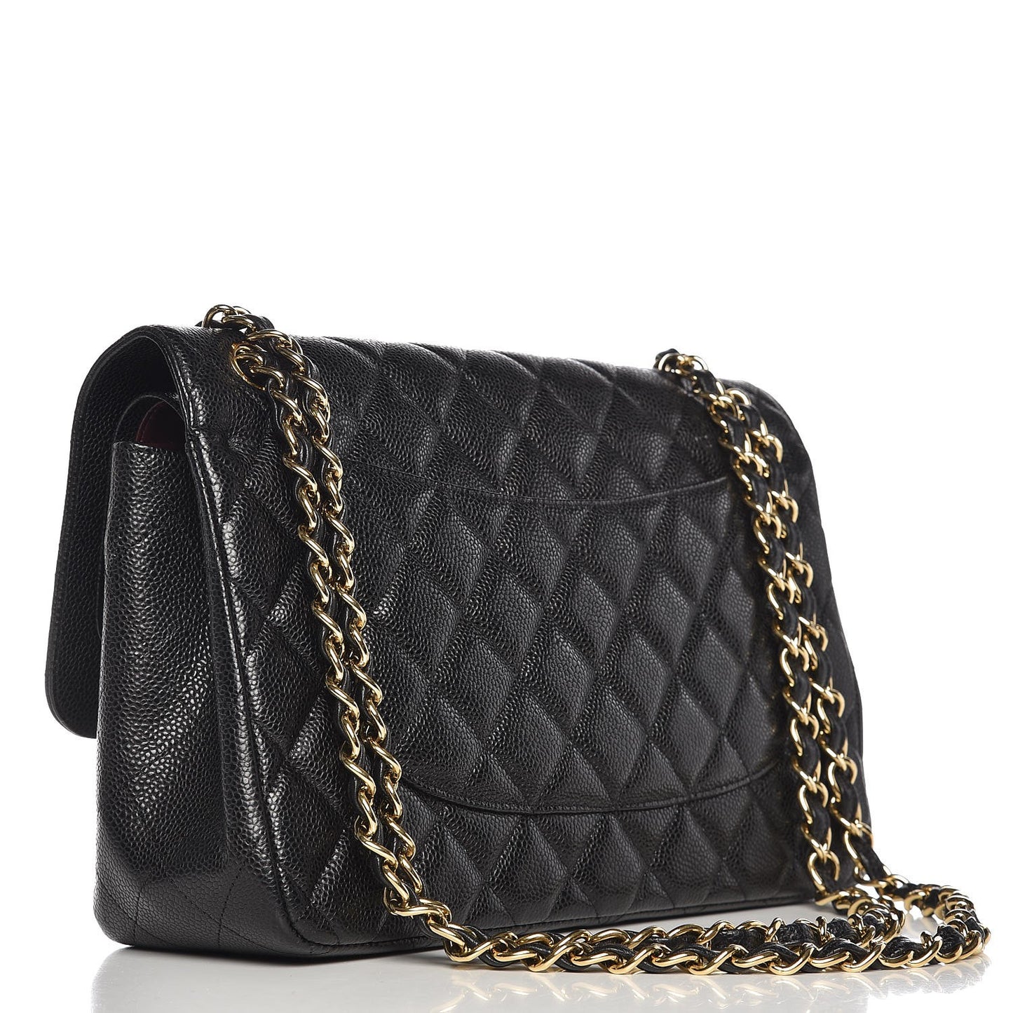 Caviar Quilted Jumbo Double Flap Black