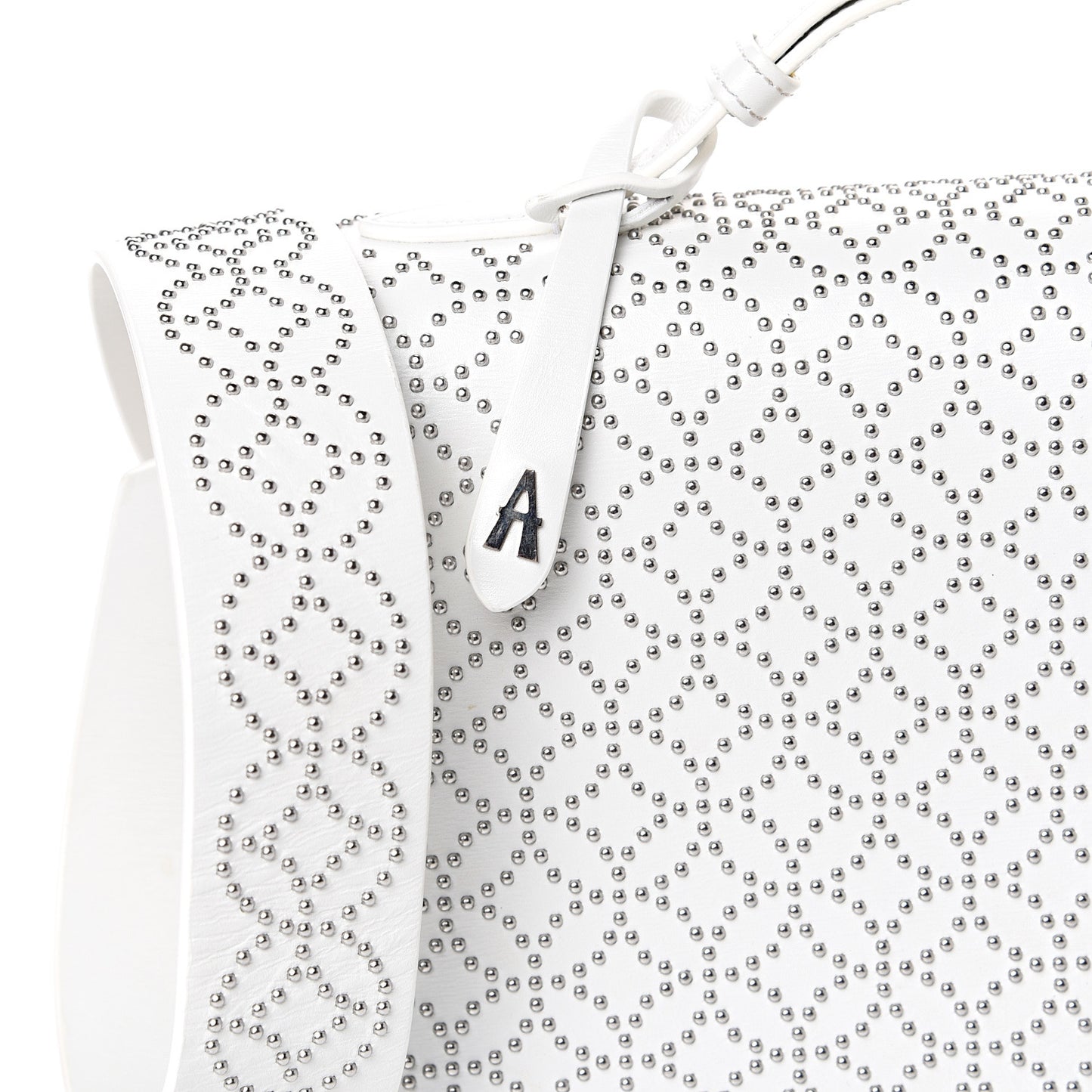 Calfskin Arabesque Studded Medium Franca Crossbody Blanc Optique