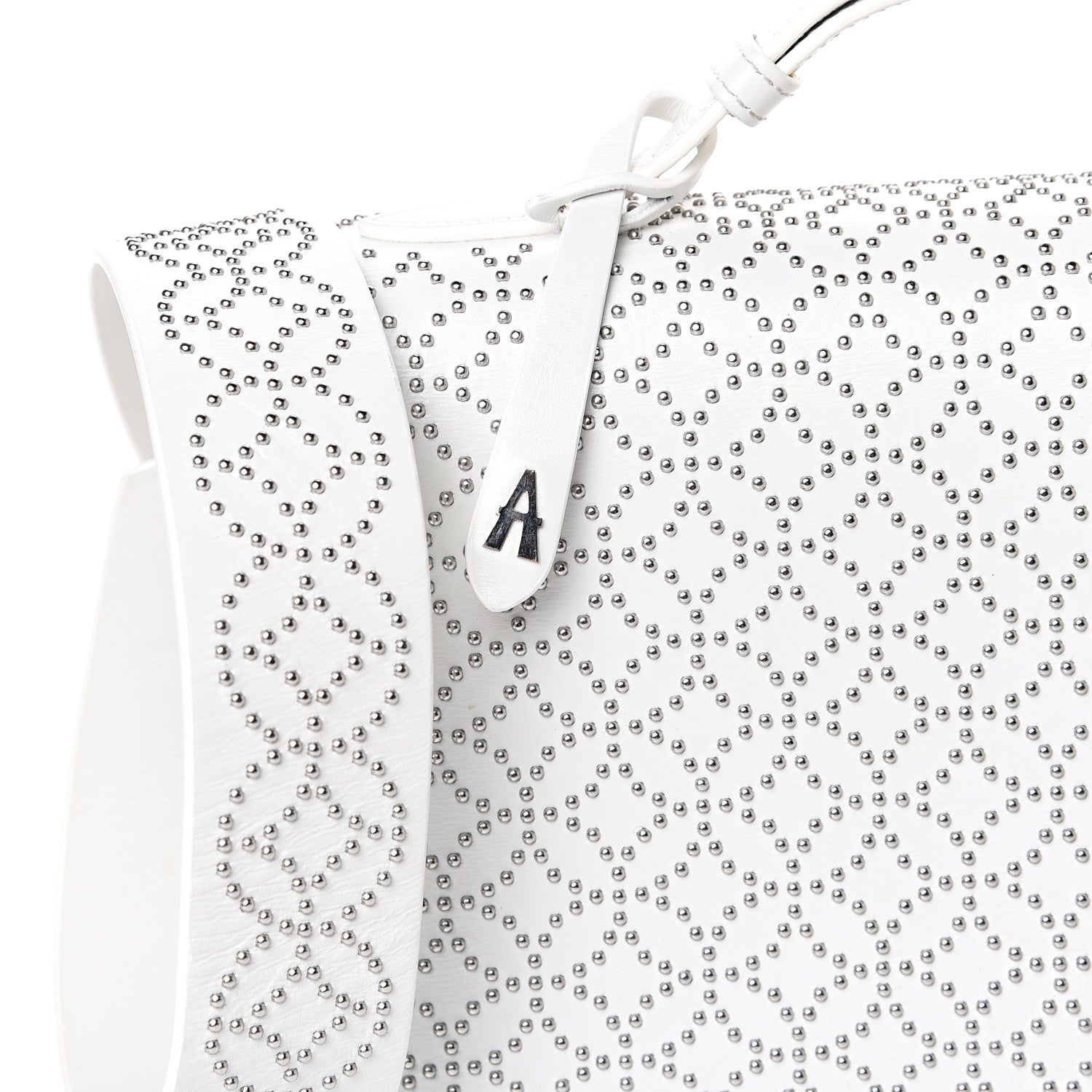 Alaia Calfskin Arabesque Studded Medium Franca Crossbody Blanc Optique 6 of 14