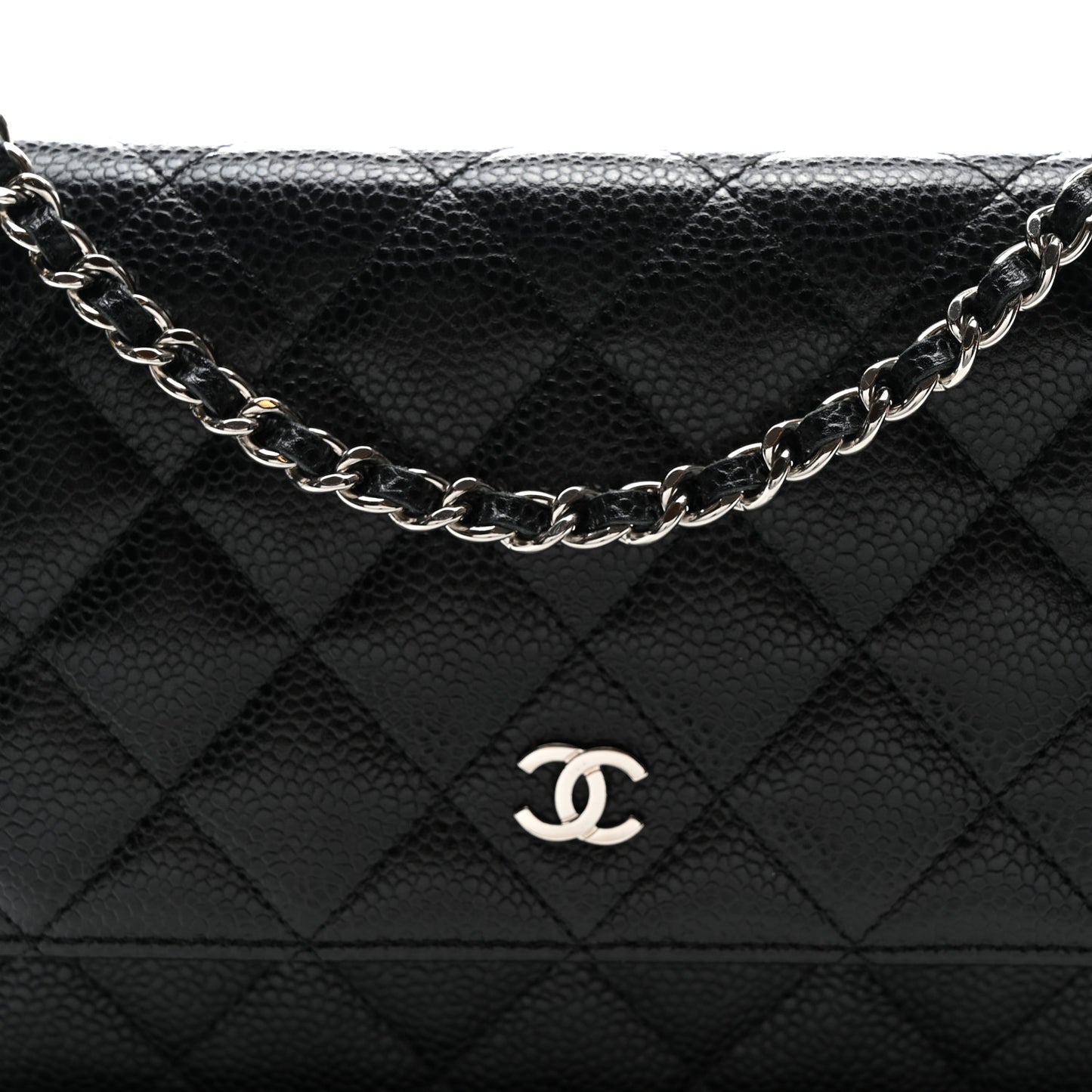 Caviar Quilted Wallet On Chain WOC Black