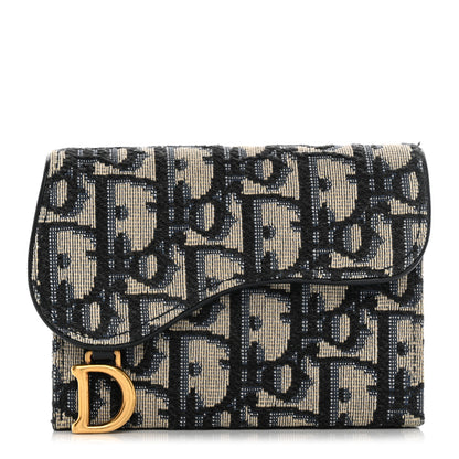 Christian Dior Oblique Saddle 5-Gusset Card Holder Blue 1 of 9