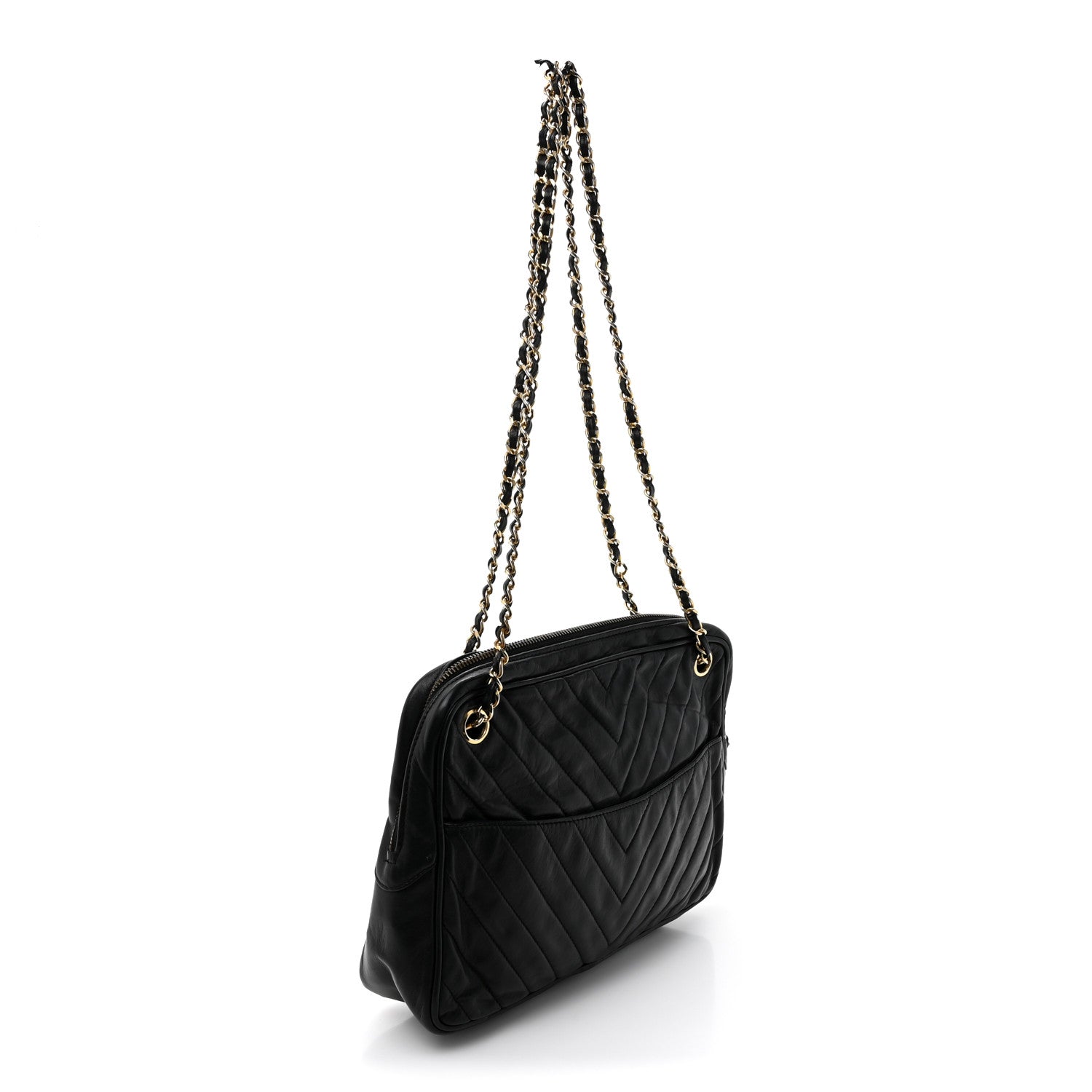 Chanel Lambskin Surpique Chevron Small Tote Black 3 of 14