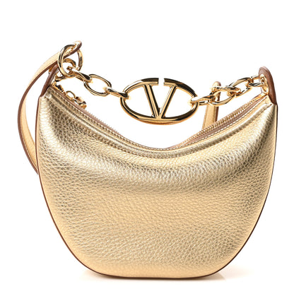 Valentino Garavani Metallic Nappa Mini Vlogo Moon Hobo Bag Gold 1 of 9