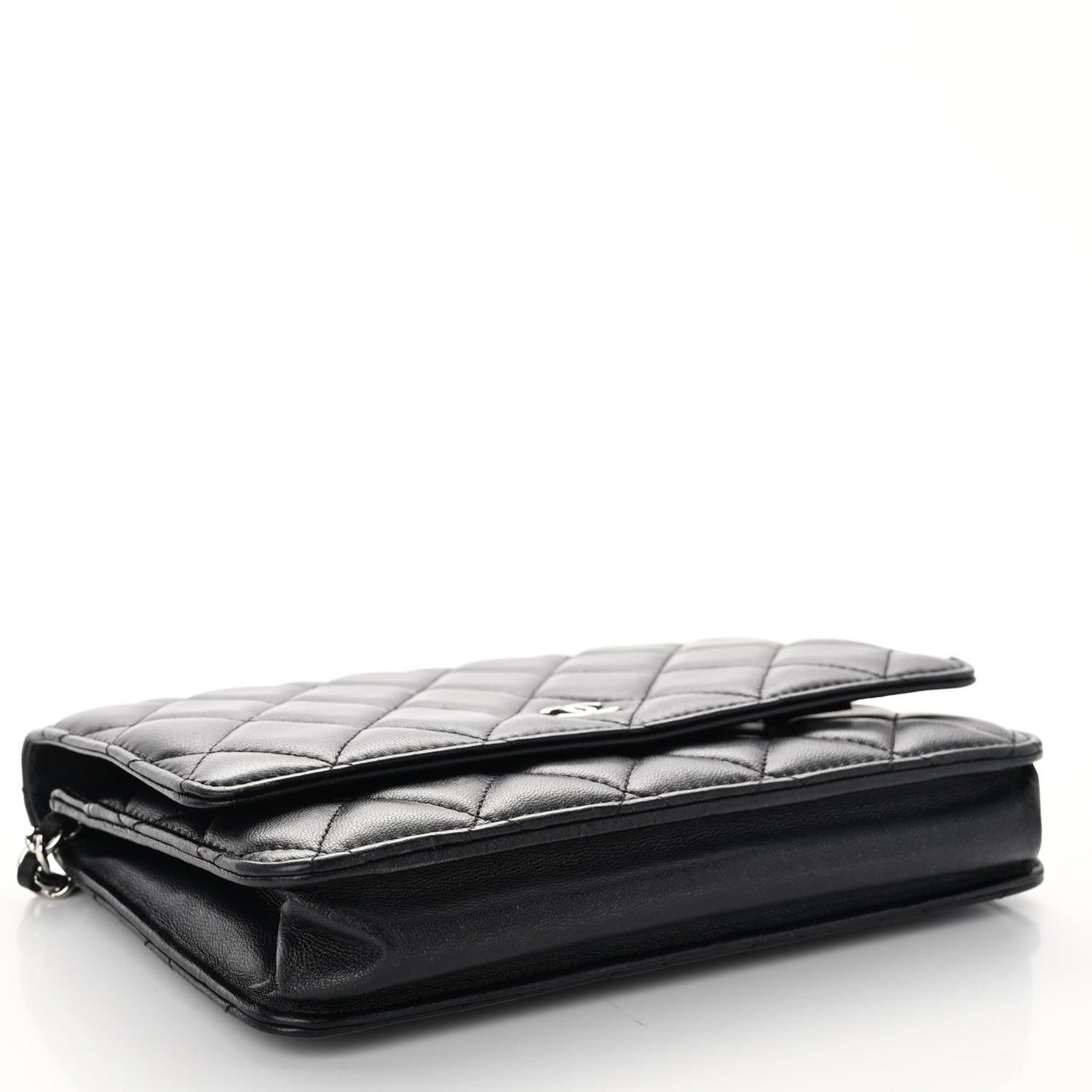 Lambskin Quilted Wallet On Chain WOC Black