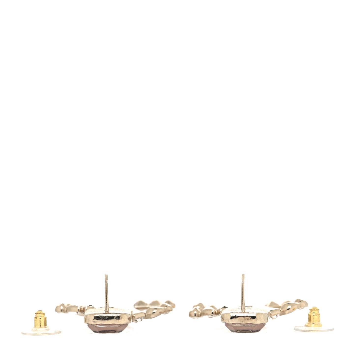 Crystal CC Drop Earrings Gold Pink