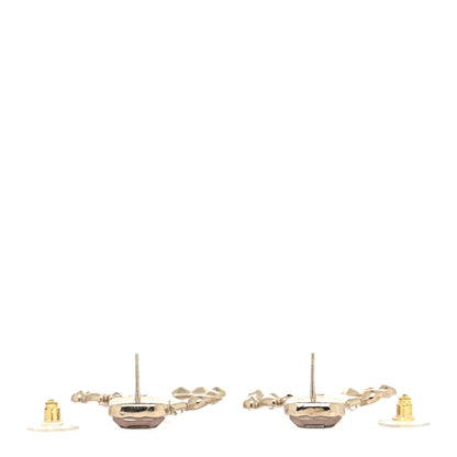 Chanel Crystal CC Drop Earrings Gold Pink 3 of 4
