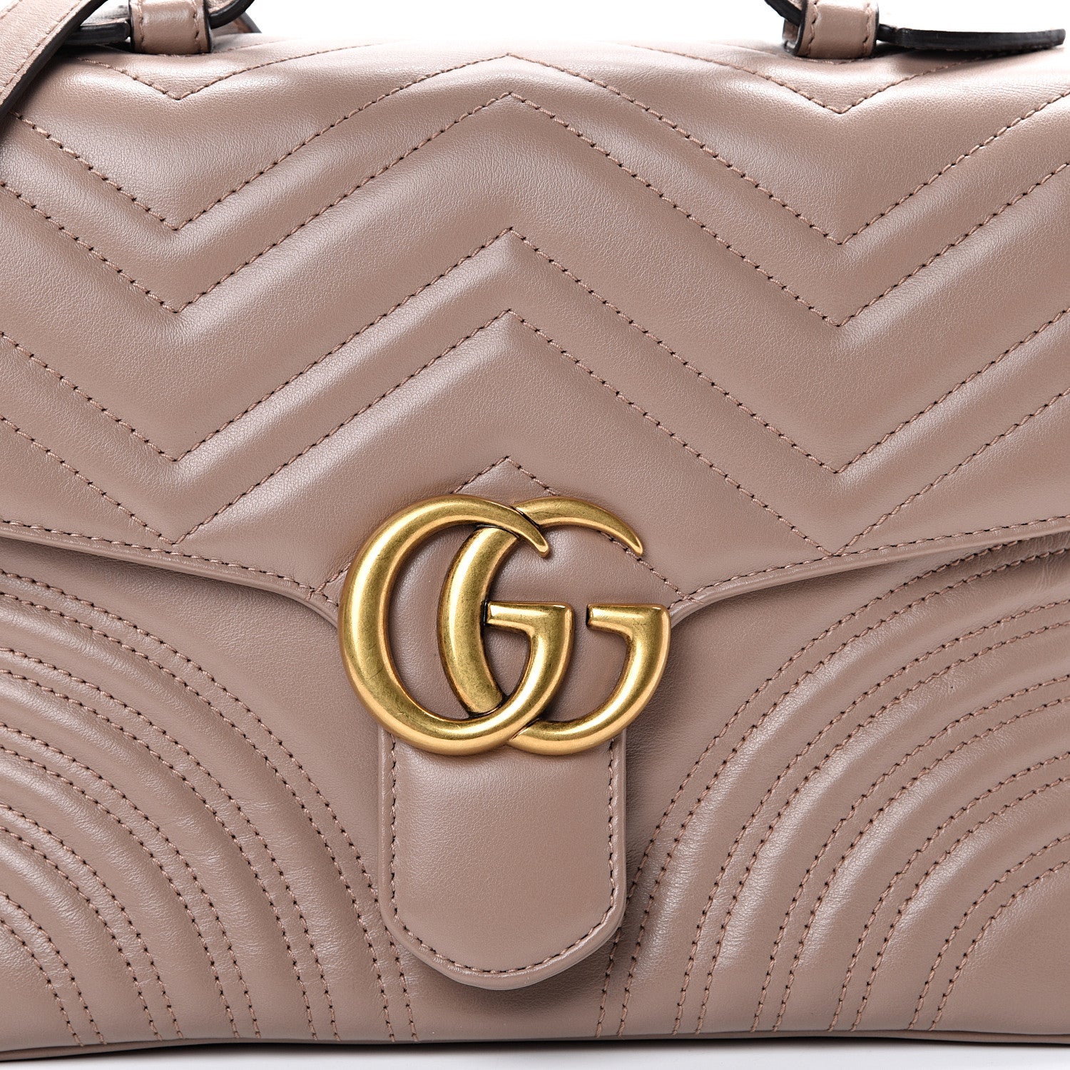 Gucci Calfskin Matelasse Small GG Marmont Top Handle Shoulder Bag Porcelain Rose 7 of 13
