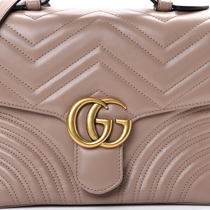 Gucci Calfskin Matelasse Small GG Marmont Top Handle Shoulder Bag Porcelain Rose 7 of 13