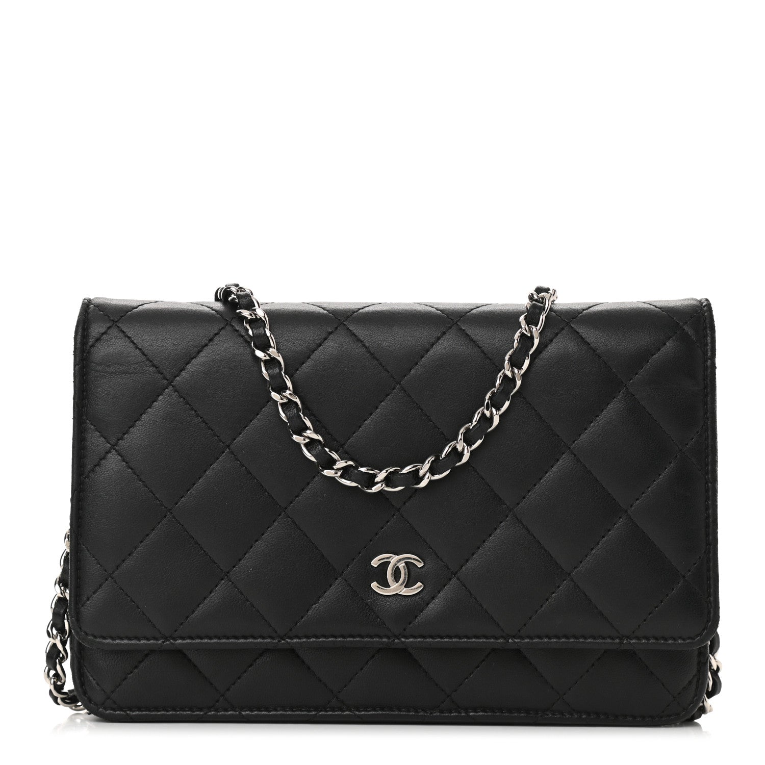 Chanel Lambskin Quilted Wallet On Chain WOC Black 1 of 13